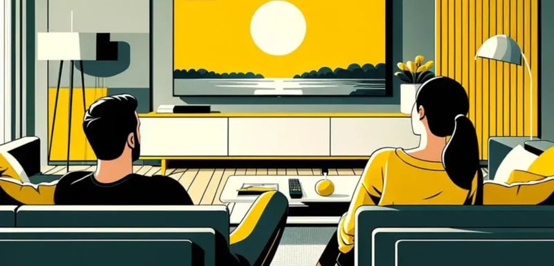 Image of a couple watching TV and CTV ads brands conducting attention measurement to understand ad effectiveness